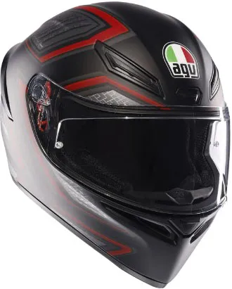 AGV K1 S Integralhelm Sling matt schwarz/rot XL - Motorradhelm mit aerodynamischem Design, optimaler Sicht und hohem Komfort. Ideal für sportliche Fahrten, übertrifft Sicherheitsstandards und ist bereit für Kommunikationssysteme.