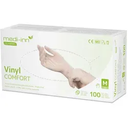 Medi-Inn Vinyl Comfort Einmalhandschuhe, transparent, puderfrei L / 100 Stück