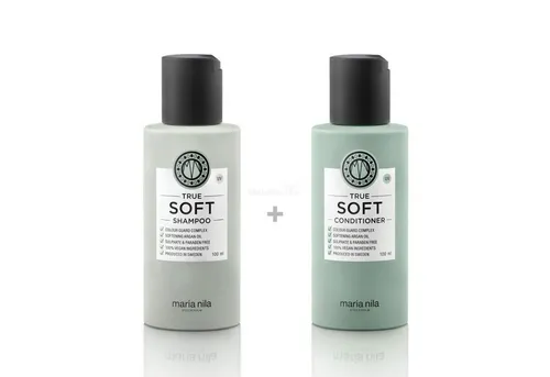 Maria Nila True Soft Set - Shampoo und Conditioner 100 ml - Haarshampoo und Conditioner für trockenes und coloriertes Haar, 100% vegan, paraben- und sulfatfrei, mit Arganöl für Glanz und Frizz-Kontrolle.