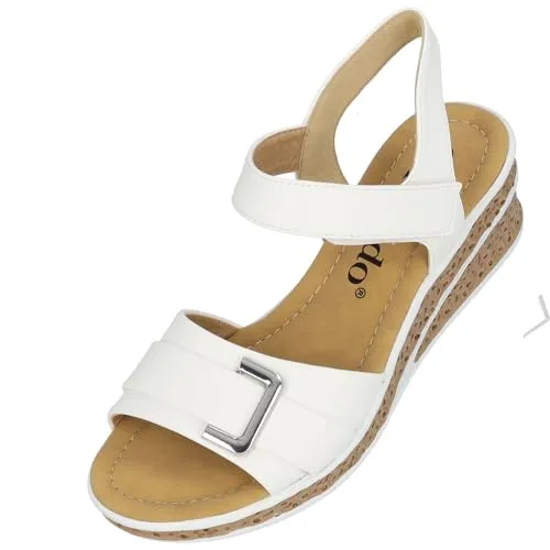 Palado Keilsandalen Damen Vemlu - modische Sandaletten mit Absatz - Elegante Sandalen für Frauen - bequeme Sommerschuhe Weiß UK9 - EU42