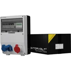 Stromverteiler TD-S/FI 1x16A 2x230V mit Stromzähler MID Doktorvolt 2510 - Hochwertiger Baustromverteiler mit zwei 230V Steckdosen und 400V CEE, ideal für Baustellen und Werkstätten. Kompakt, sicher und TÜV-zertifiziert für höchste Qualität.
