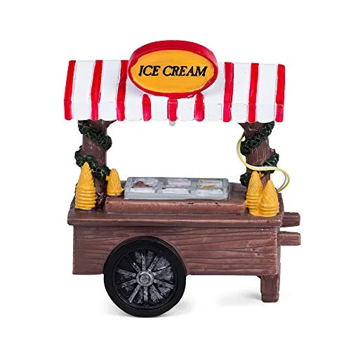 LED beleuchtete Weihnachtsdekoration LED Figur Eiswagen EIS-Verkaufsstand aus bemaltem Polyresin