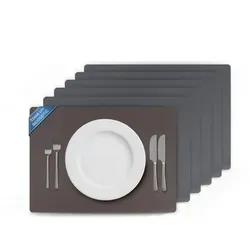 Bestlivings Tischset Dunkelgrau, 33x46 cm – Beidseitig nutzbar - Platzsets in Lederoptik, wasserabweisend und pflegeleicht, ideal für jeden Anlass. Diese eleganten Tischsets bieten Flexibilität und Schutz für Ihren Esstisch.