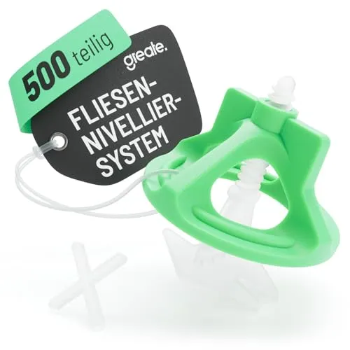 greate. Nivelliersystem 500-teiliges Fliesen Nivelliersystem 2mm - Abstandshalter für perfekte Fugenbilder, geeignet für Fliesen bis 16,5 mm Stärke. Mit wiederverwendbaren Komponenten und einfacher Anwendung für Profis und Heimwerker.