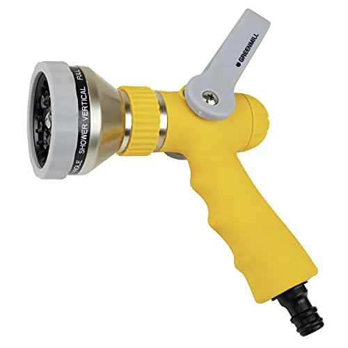 Greenmill GB2320C Multifunktions-Spritzpistole mit 10 Funktionen Feuerwehr Strahlrohr Gartenbrause Garten Handbrause Spritze Metallkörper