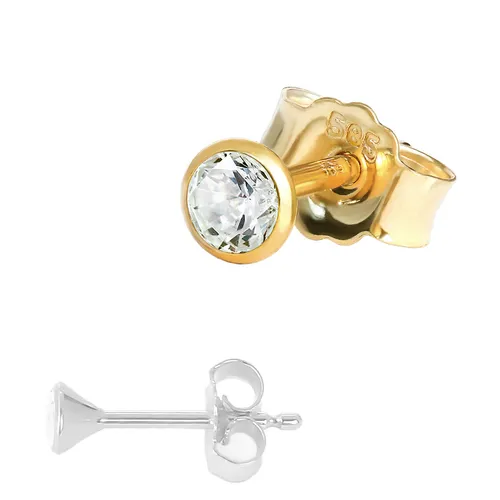 NKlaus Einzel Ohrstecker 3,0mm Gelbgold 585 mit Zirkonia - Ohrringe für Herren | Elegantes und zeitloses Design aus 14 Karat Gelbgold mit funkelndem Zirkonia, ideal für jeden Anlass und hohen Tragekomfort.