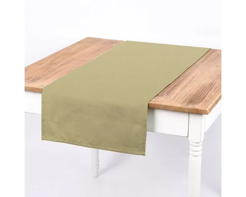 SCHÖNER LEBEN. Tischläufer Leinenlook uni lindgrün 40x160cm - Vielseitiger Tischläufer im Leinenlook, handmade aus 75% Baumwolle. Ideal für Ess- und Wohnzimmer, bringt frische Akzente und Gemütlichkeit in jedes Zuhause. Waschmaschinengeeignet und individuell anpassbar.