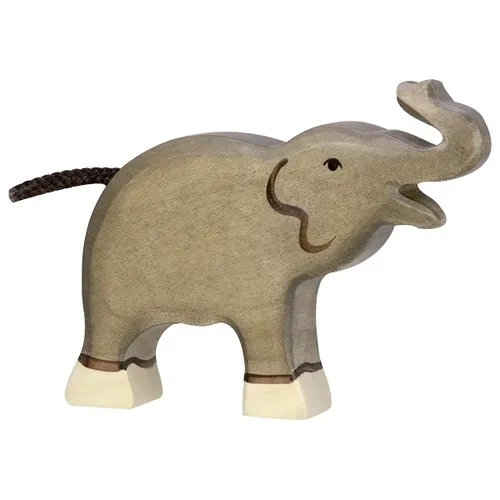 Holztiger 80150 Elefant klein Rüssel hoch 12 cm Holzfiguren Serie Wildtiere