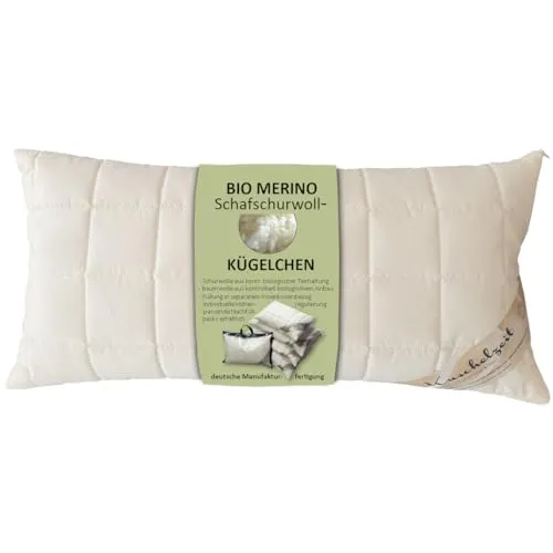 Bio Merino Schafschurwolle Kopfkissen 40x80 cm in beige von Meivita