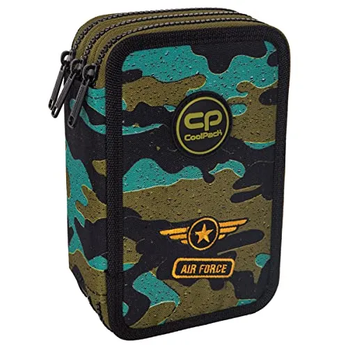 CoolPack XXL Federtasche Federmappe 3-Fach Schulstiftetui, dreifaches Federmäppchen, Federmäppchen für Jungen, 3-stöckig, 3-Fach AIR Force