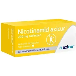 Nicotinamid Axicur 200 Mg Tabletten - Arzneimittel zur Behandlung von Nicotinamid-Mangelzuständen, unterstützt den Energiestoffwechsel und die Gesundheit von Haut und Schleimhäuten.