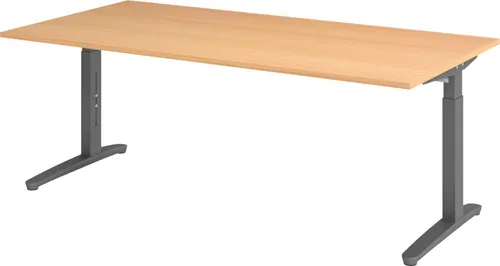 bümö Schreibtisch Serie-XB - Höhenverstellbar in Buche & Graphit - Kinderschreibtisch mit höhenverstellbarem Design (65-85 cm), ideal für wachsende Kinder. Robuste Materialien und modernes C-Fuß Design sorgen für Stabilität und Stil.