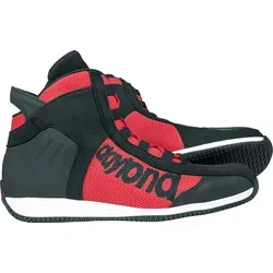 Daytona AC4 WD Motorradstiefel schwarz/rot 44 - Hochwertige Motorradstiefel aus Nubuk-Leder und Textil, mit beidseitigem Knöchelschutz und rutschfester Gummisohle für optimalen Komfort und Sicherheit beim Fahren.