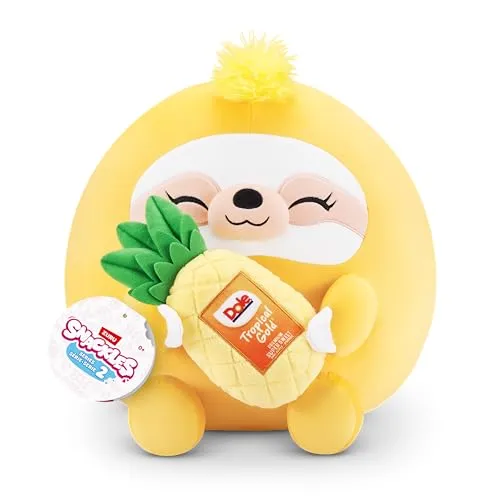 Snackles, Series 2, Sloth (Dole, Pineapple), Plush Toy, Cuddly Squishy Comfort Plush with License Snack Brand Accessory, Medium (35 cm), Brown Box, (Sloth)