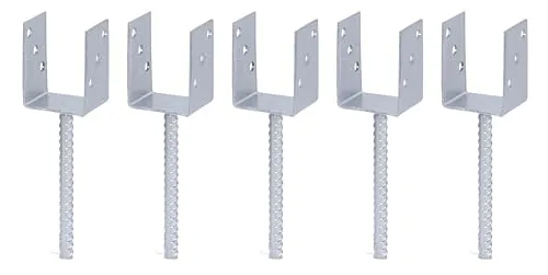 Alberts U-Pfostenträger Set (5 Stück) zum Einbetonieren, feuerverzinkt - Hochwertige Pfostenträger für stabile Holzpfosten. Optimal für die sichere Verankerung von Zäunen und leichten Holzbauwerken. Längere Lebensdauer durch robuste Konstruktion.