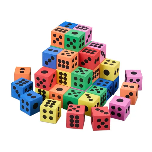 144x Flüsterwürfel Softwürfel Set für Kinder - Spielwürfel aus weichem Schaumstoff in bunten Farben, ideal für leise Spiele und kreative Lernaktivitäten. Perfekt für Kinder und Vorschulen.