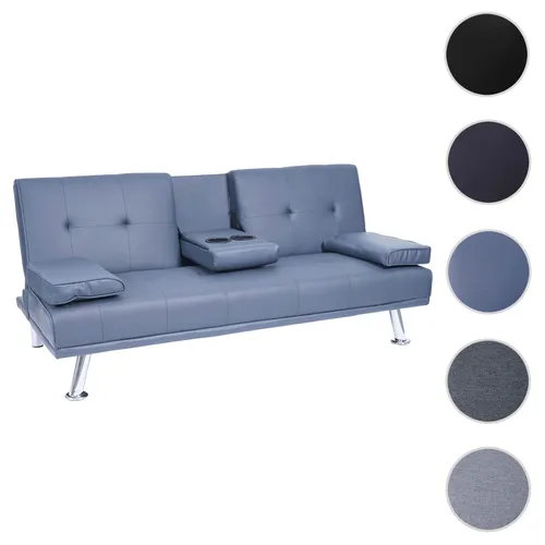 Mendler 3er-Sofa HWC-F60, Schlafsofa mit verstellbarer Rückenlehne - Sofa aus Kunstleder, 3 Sitzplätze, klappbarer Tassenhalter und flexibel verstellbare Rückenlehne für maximalen Komfort und Platzersparnis.