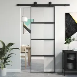 vidaXL Haustür Schiebetür Schwarz 76x205 cm in grau von vidaXL