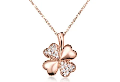 Materia Kettenanhänger Kleeblatt Glücksbringer Zirkonia KA-309-Rosegold, aus 925 Sterling Silber, rosévergoldet