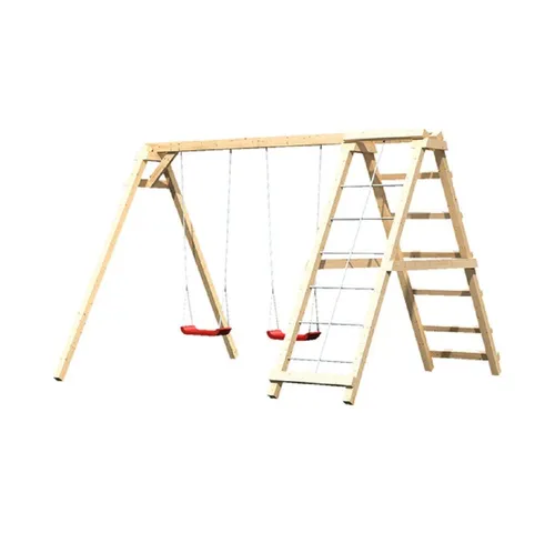 Karibu Doppelschaukel Felix mit Klettergerüst und Netzrampe - Erleben Sie unvergessliche Spielmomente mit der Doppelschaukel Felix! Aus robustem, naturbelassenem Fichtenholz gefertigt, bietet sie Sicherheit und Spaß für Kinder. Inklusive Klettergerüst und Netzrampe für abwechslungsreiche Abenteuer.