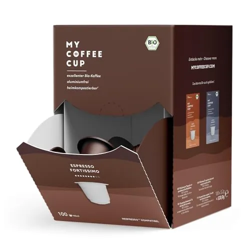 MY COFFEE CUP ESPRESSO FORTISSIMO Bio-Kaffeekapseln - Kaffeekapseln aus 100% Arabicabohnen, intensiv im Geschmack und ideal für echten Espresso-Liebhaber.