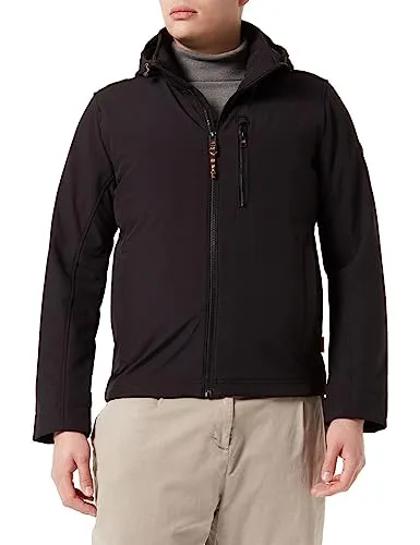 Camel Active Übergangsjacke für Herren, Größe 58, Schwarz - Funktionsjacke für Herren in Größe 58 von Camel Active - ideal für Übergangszeiten mit fixierter Kapuze und praktischen Taschen.