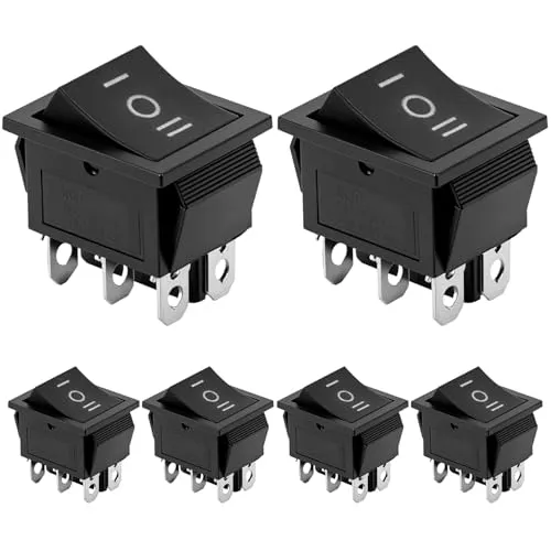 QWORK® 6 Stück Kippschalter Ein-Aus-Ein, 6Pin, 16A 250 VAC, Schwarz