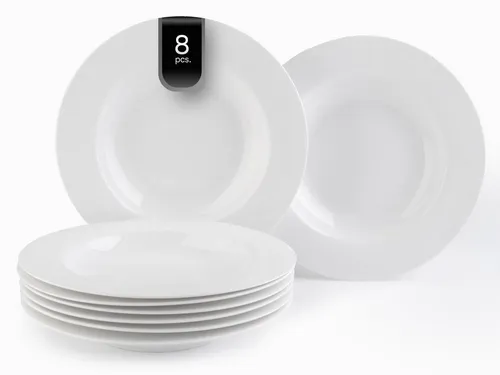 Home4You Suppenteller, Ø 21,5 cm – Hochwertiges Bone China, Spülmaschinenfest (8 St) - Suppenteller aus hochwertigem Bone China, ideal für Alltag und besondere Anlässe. Mit 21,5 cm Durchmesser und hoher Kantenschlagfestigkeit, spülmaschinenfest und im praktischen 8er Set.