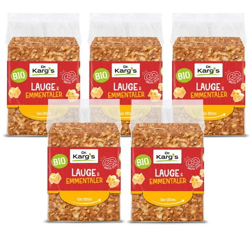 Dr. Kargs Bio Vollkorn Knäckebrot Lauge und Emmentaler 160g 5er Pack