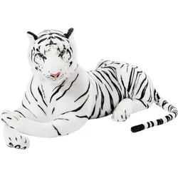 BRUBAKER XXL Tiger Kuscheltier Weiß 110 cm