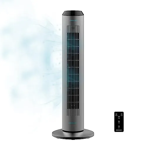Cecotec Digitaler Turmventilator mit Fernbedienung und Timer EnergySilence 8190 Skyline Ionic. 60 W, 84 cm Höhe, oszillierend, Ionisator, Kupfermotor, 3 Geschwindigkeiten, grau