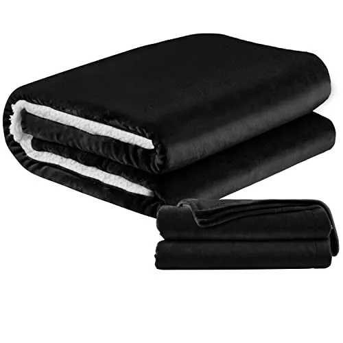 ecosa Kuscheldecke flauschig 150 x 200 cm | Fleecedecke | Tagesdecke | Sofadecke | Wohndecke | Überwurfdecke | Kuschel Decke | Warmhaltedecke | Kuscheldecke warm (150x200 cm Schwarz/Weiß)