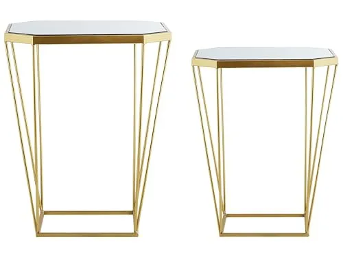 Stilvolles Beistelltisch Set 2er Set Spiegel/Gold Sierra in gold von Beliani