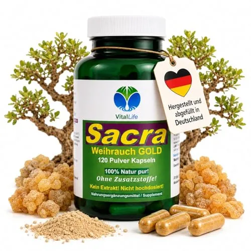 Weihrauch Boswellia Sacra GOLD 120 Pulver Kapseln NATURWEIHRAUCH reines Olibanum Harz. NICHT hochdosiert. KEIN Extrakt. NICHT standardisiert. NATUR pur. OHNE Zusatzstoffe. OHNE Füllstoffe. 26386-120