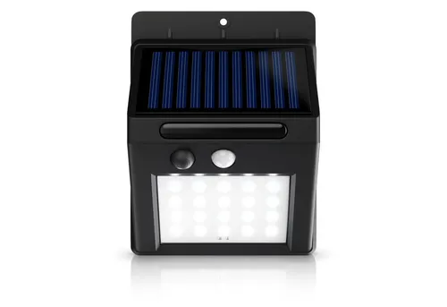 BEARWARE LED Solarleuchte Solarlampe für Außen mit Bewegungsmelder & Akku 1200mAh, IP54, Ein-/Ausschalter, LED fest integriert, Kaltweiß, Wandleuchte, 20 SMD-LEDs, Sensor Reichweite bis 5m, 250 Lumen, 6500K