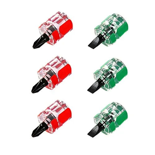 Daumenschrauberset,Mini Stubby Flachkopf Phillips Schraubendreher-Set mit Kreuzschlitz Für Nähmaschinen Oder Enge Stellen,DIY Reparieren,6-teilig