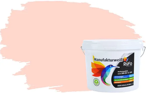 RyFo Colors Wand- und Deckenfarbe Manufakturweiß Rottöne, 1 L - Die RyFo Colors Manufakturweiß in Rottönen ist eine emissionsminimierte Premium-Dispersionsfarbe, die für ca. 8 m² reicht. Sie bietet höchste Deckkraft und brillante Farbergebnisse – ideal für stilvolle Akzente in Innenräumen.