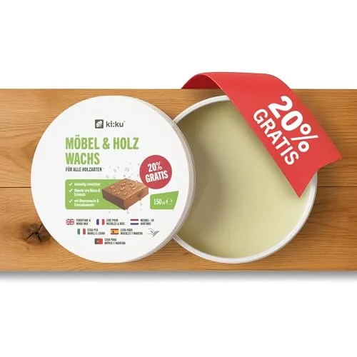ki:ku Holzwachs Möbelwachs matt mit Bienenwachs, Carnaubawachs, Wachs, Alternative zu Klarlack, Leinölfirnis, Hartwachsöl, Holzöl, Holzlack, Holzlasur