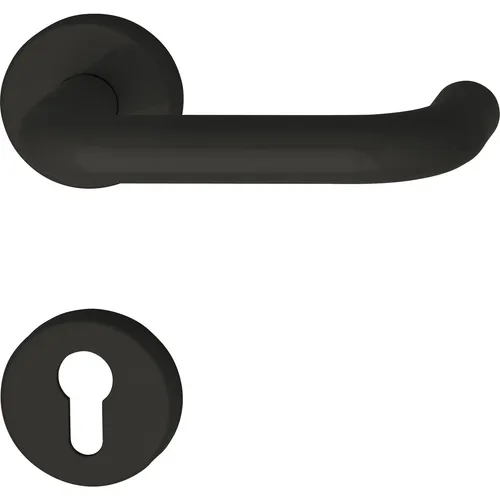 Türbeschlag 111.20 R | Türgriff für Innentür auf Rosette PZ | tiefschwarz