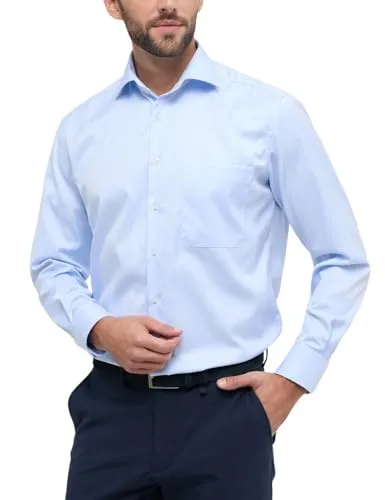 ETERNA SLIM FIT Langarmhemd für Herren, Gr. 40, blau - Business- & Abendmode für Herren: Das bügelfreie SLIM FIT Hemd aus hochwertigem Baumwoll-Twill bietet höchsten Tragekomfort und Langlebigkeit, ideal für den modernen Mann.