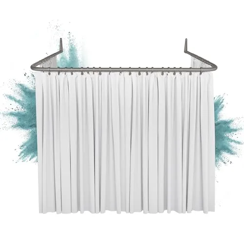 Erica Winkelstange Dusche 85x95x85 cm - Duschzubehör mit U-Form, 100% rostfreier, grau glänzender Pulverbeschichtung – ideal für kleine Badezimmer und einfache Wandmontage ohne Bohren.