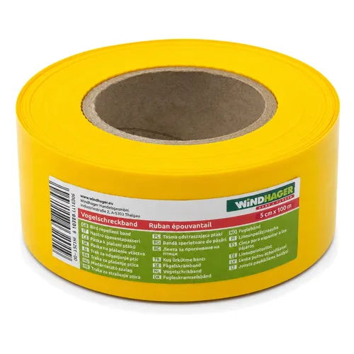 Windhager Vogelschreckband 100m x 5cm gelb | Vogel-/Taubenabwehr Reflektorband