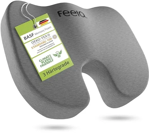 feela.® Orthopädisches Autositzkissen – TESTSIEGER für besseren Sitzkomfort - Kfz-Sitzkissen mit 3 Härtegraden, empfohlen von Ärzten zur Linderung von Rücken- und Steißschmerzen während der Autofahrt. Ergonomisches Design mit rutschfester Oberfläche für optimalen Halt.