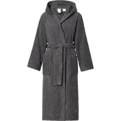 Ladeheid Bademantel Damen Frottee - 100% Bio-Baumwolle, grau M - Bademantel aus 100% Bio-Baumwolle in Langform mit Kapuze, ideal für gemütliche Stunden zu Hause.