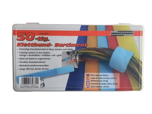 Klettband-Set 50-tlg., Klettverschluss Kabelbinder Kabelordnung Klettkabelbinder