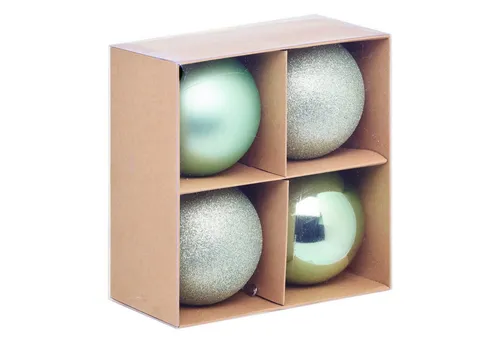 Atmosphera Créateur d'intérieur Weihnachtsbaumkugel Set - Ökologische Weihnachtskugeln Set 4 Stück, aus recyceltem Material, ideal für umweltbewusste Dekoration und festliche Stimmung.