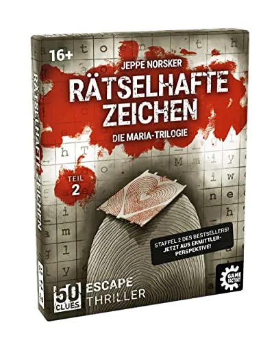 Game Factory 646288 50 Clues, Rätselhafte Zeichen, Teil 2, Escape-Thriller zum Mitspielen und Rätseln, Exitgame, Rätselspiel, Krimispiel, 2. Staffel: Maria-Trilogie