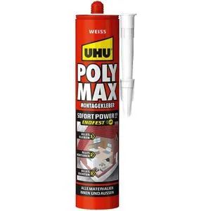 UHU Montagekleber 47230 POLY MAX SOFORT POWER 440g, Kleb- und Dichtstoff, schnelltrocknend, weiß