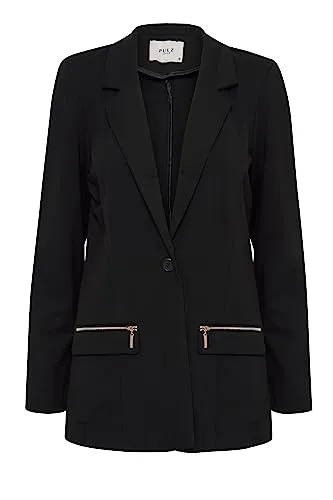 PULZ JEANS PZKIRA Damen Blazer - Eleganter Longblazer mit Reverskragen und Stretch für optimalen Tragekomfort. Ideal für Büro und Freizeit, vielseitig kombinierbar und angenehm zu tragen.