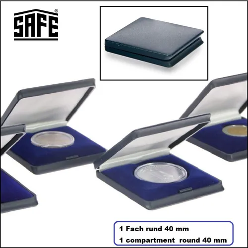 Hartschalen-Münzetuis-Blau-runde-Fächer-40-mm-SAFE-7937-20-Euro-in-Münzkapseln